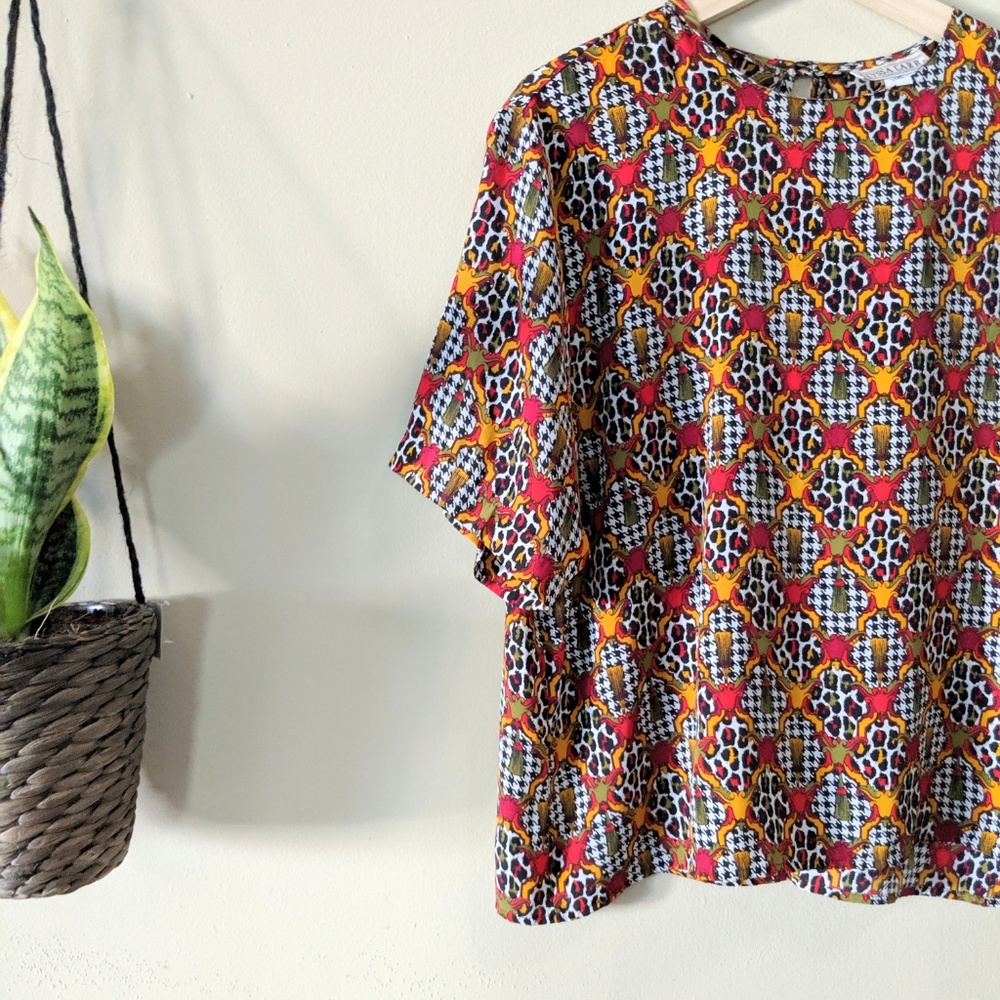 ALYSSA CARR Vintage Leopard Houndstooth Blouse - Picture 2 of 7